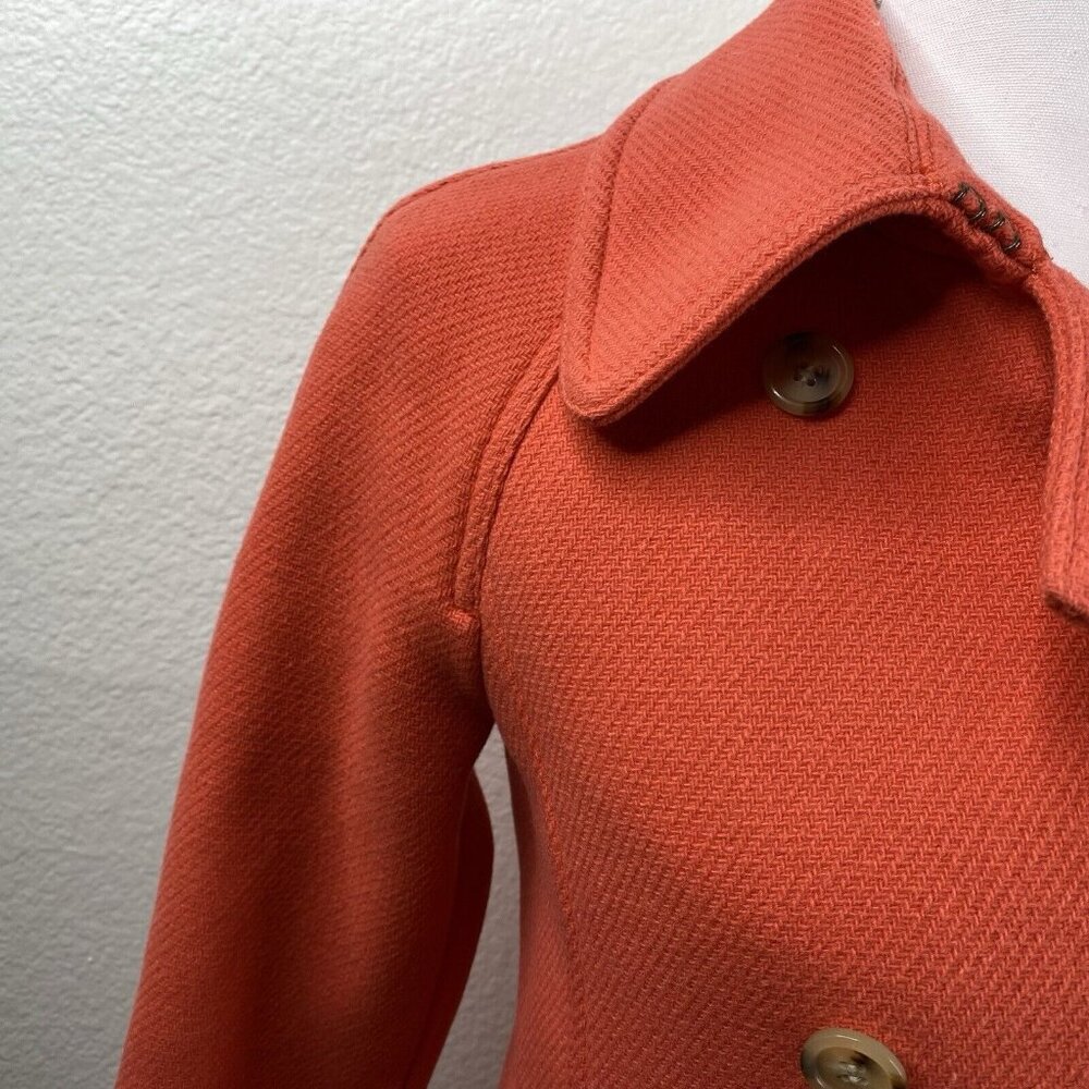 J Crew Coat Jacket Women's Coral Sz 2 Stadium Cloth Nello Gori Wool Belted - Picture 5 of 16